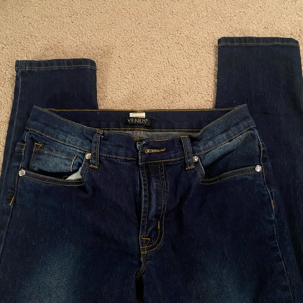 Venus Women's Size 6 Embellished
Jewel Rhinestone Blue Jeans Straight
Leg